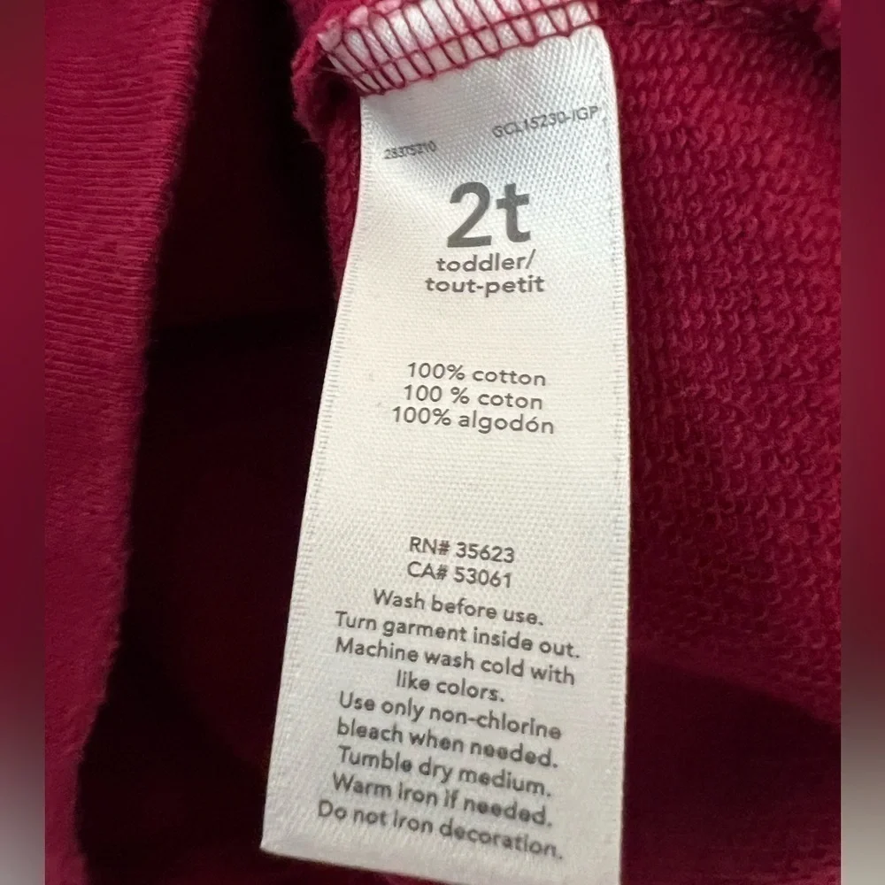 Carters sweatshirt style shirt with ruffle accent, Magenta, Girls 2T